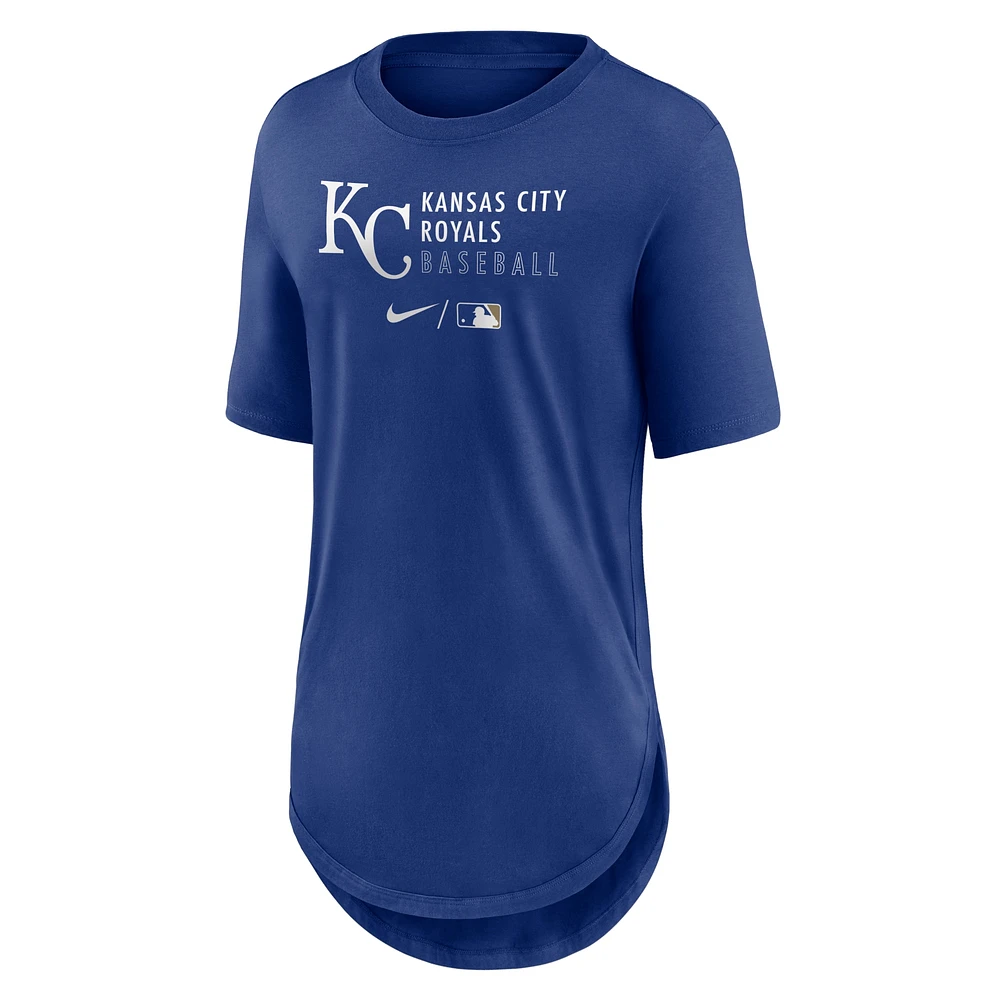 T-shirt Nike Royal Kansas City Royals Authentic Collection Baseball Fashion Tri-Blend pour femme