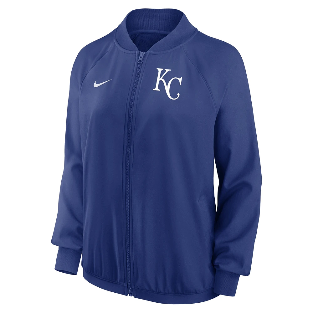 Veste à glissière intégrale Nike Royal Kansas City Royals Authentic Collection Team Raglan Performance pour femme