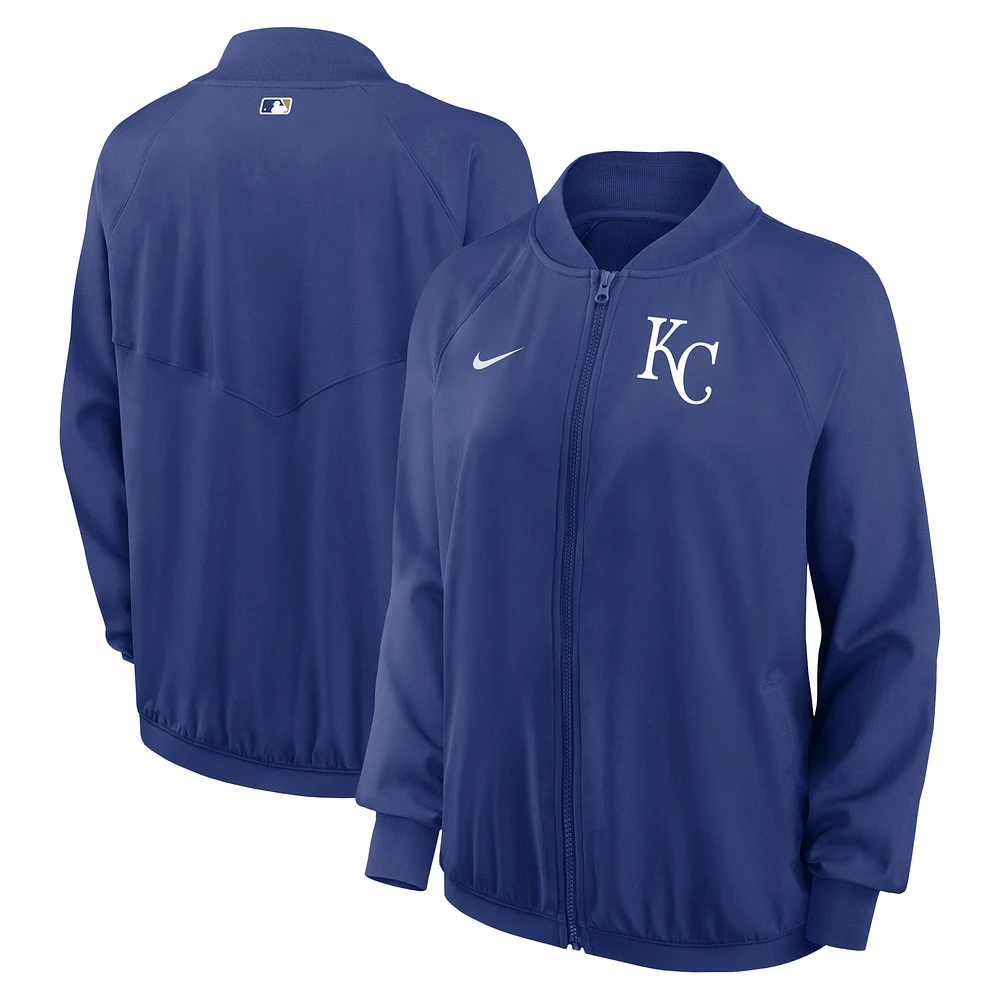 Veste à glissière intégrale Nike Royal Kansas City Royals Authentic Collection Team Raglan Performance pour femme