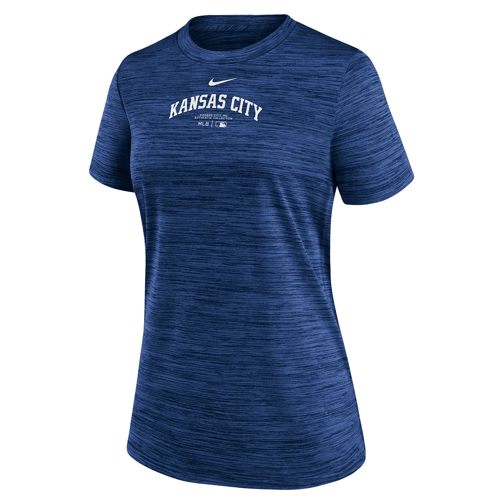 T-shirt Nike Royal Kansas City Royals Authentic Collection Velocity Performance pour femme