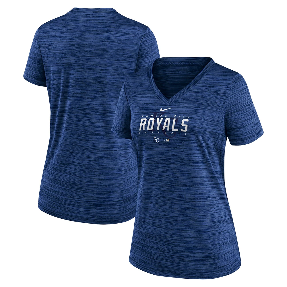 T-shirt Nike Royal Kansas City Royals Authentic Collection Velocity Practice Performance pour femme