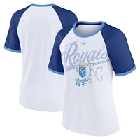 Women's Nike White Kansas City Royals Rewind Color Remix Fashion Raglan Tri-Blend T-Shirt