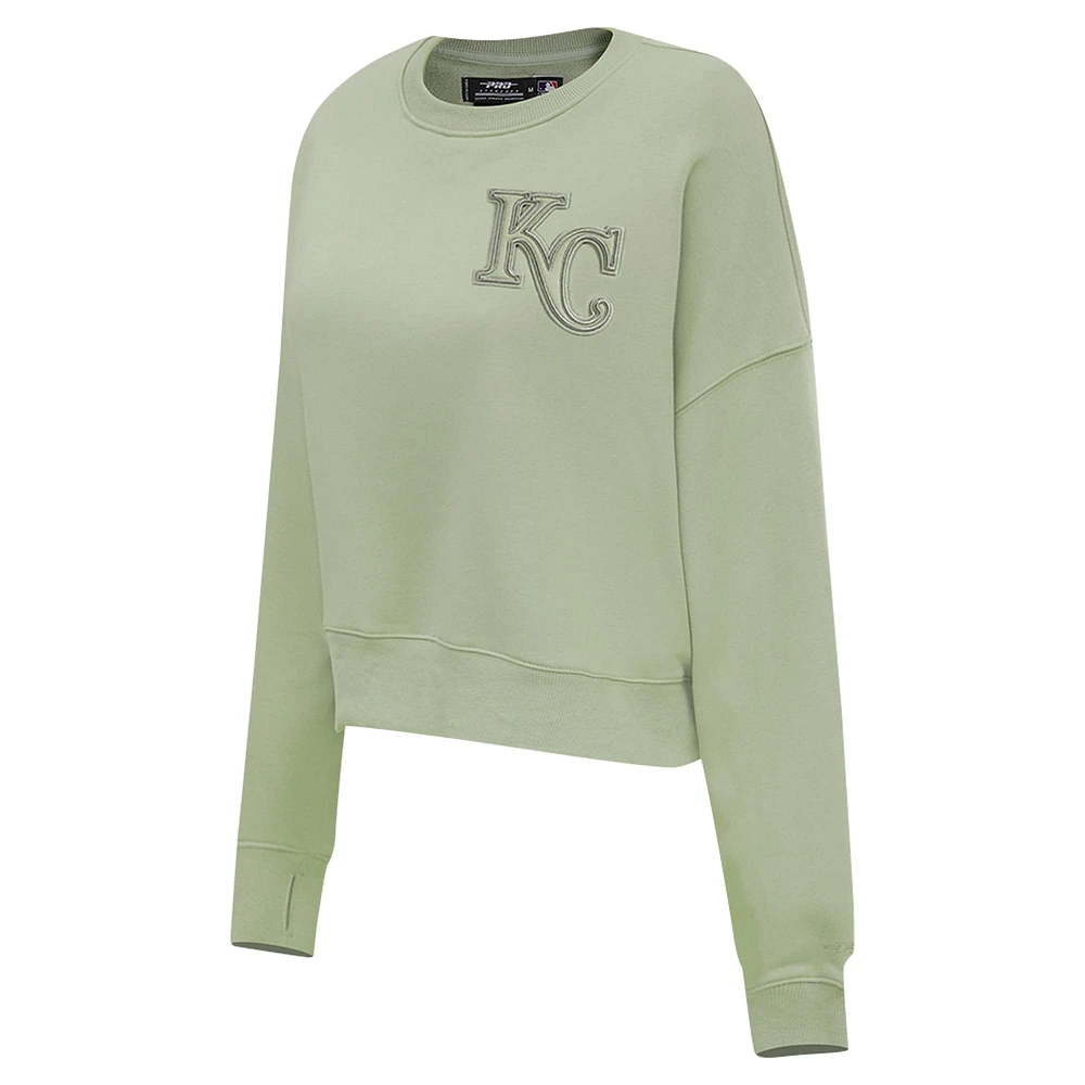 Women's Pro Standard Green Kansas City Royals Neutral Oversized Boxy Cropped Pullover Sweatshirt