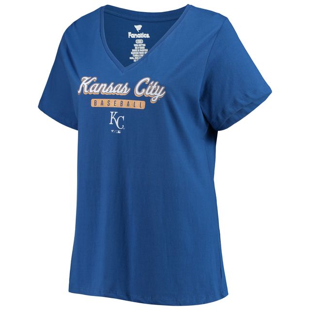 T-shirt à encolure en V taille plus Royal Kansas City Royals pour femme