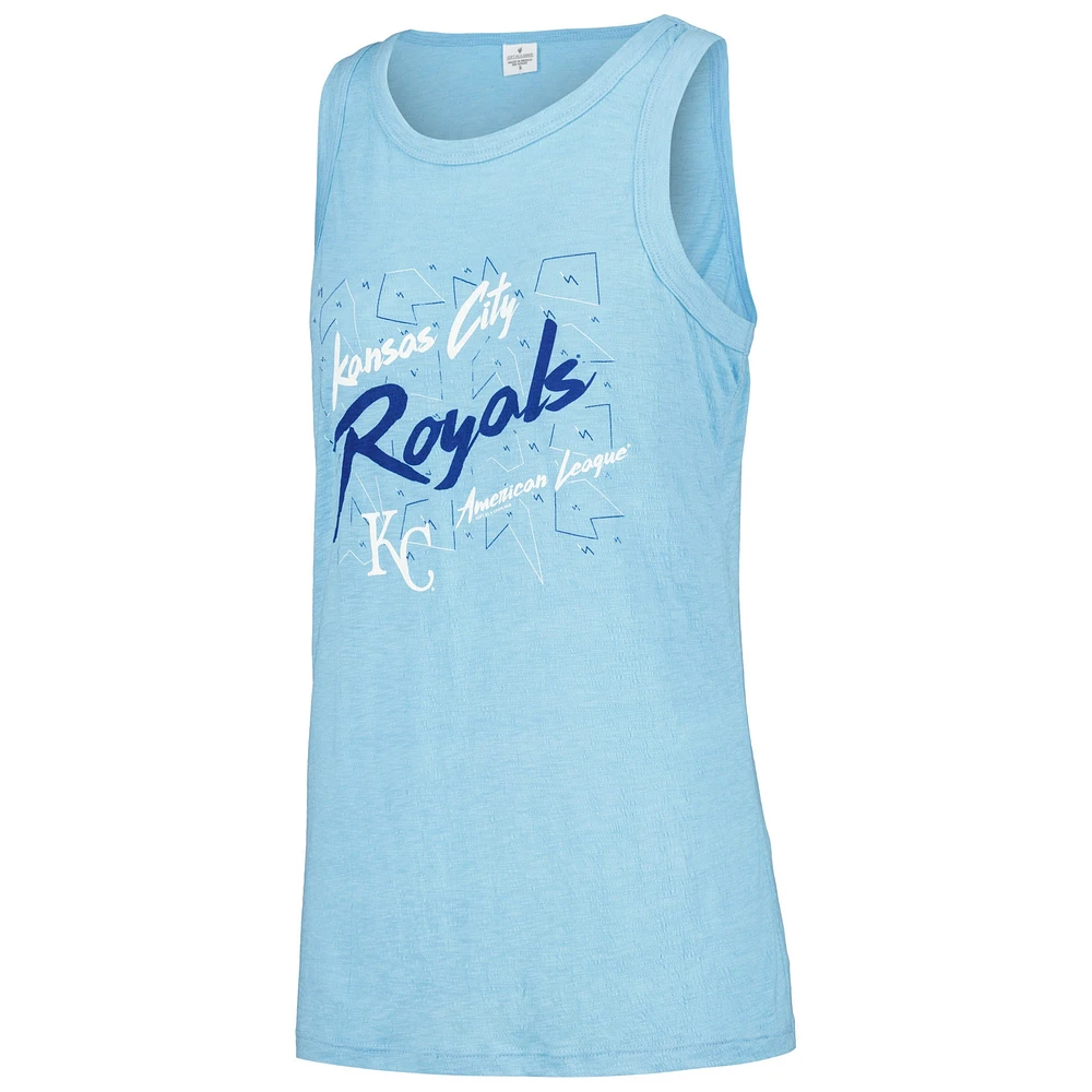 Women's Soft as a Grape Light Blue Kansas City Royals Gauze High Neck Tank Top