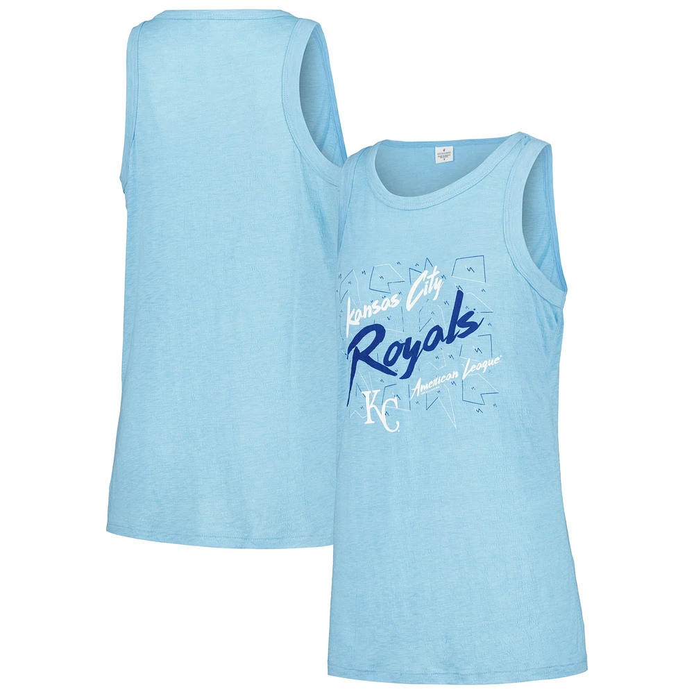 Débardeur a col haut en gaze bleu clair Kansas City Royals Soft as Grape pour femmes