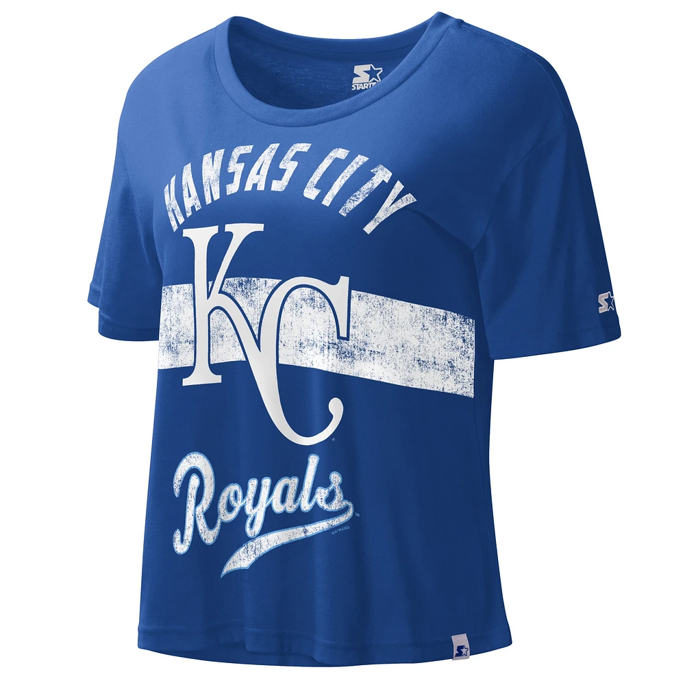 Women's Starter Royal Kansas City Royals  Record Setter Crop Top