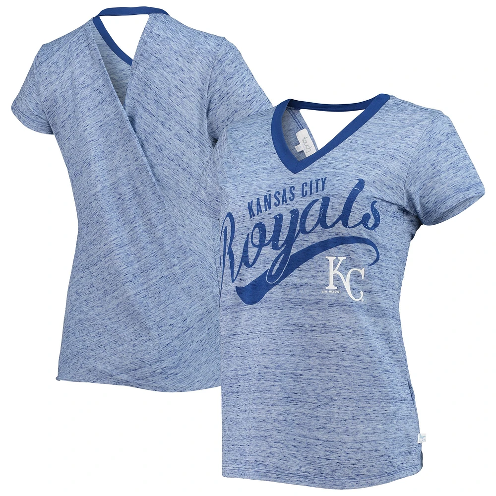 T-shirt Touch Royal Kansas City Royals Hail Mary Back Wrap pour femmes