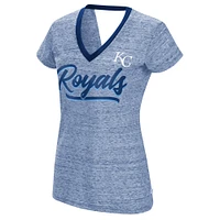 T-shirt à encolure en V pour femme Touch Royal Kansas City Royals Halftime Back Wrap Top