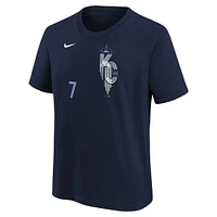 T-shirt avec nom et numéro Nike Bobby Witt Jr. pour jeunes, bleu marine, Kansas City Royals Fuse Connect