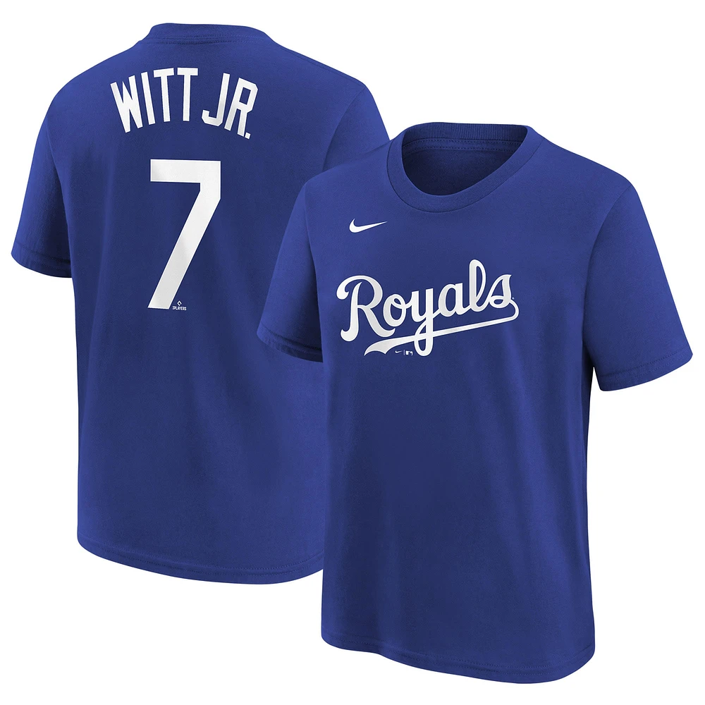 T-shirt avec nom et numéro du joueur des Royals de Kansas City Nike Bobby Witt Jr. pour jeune