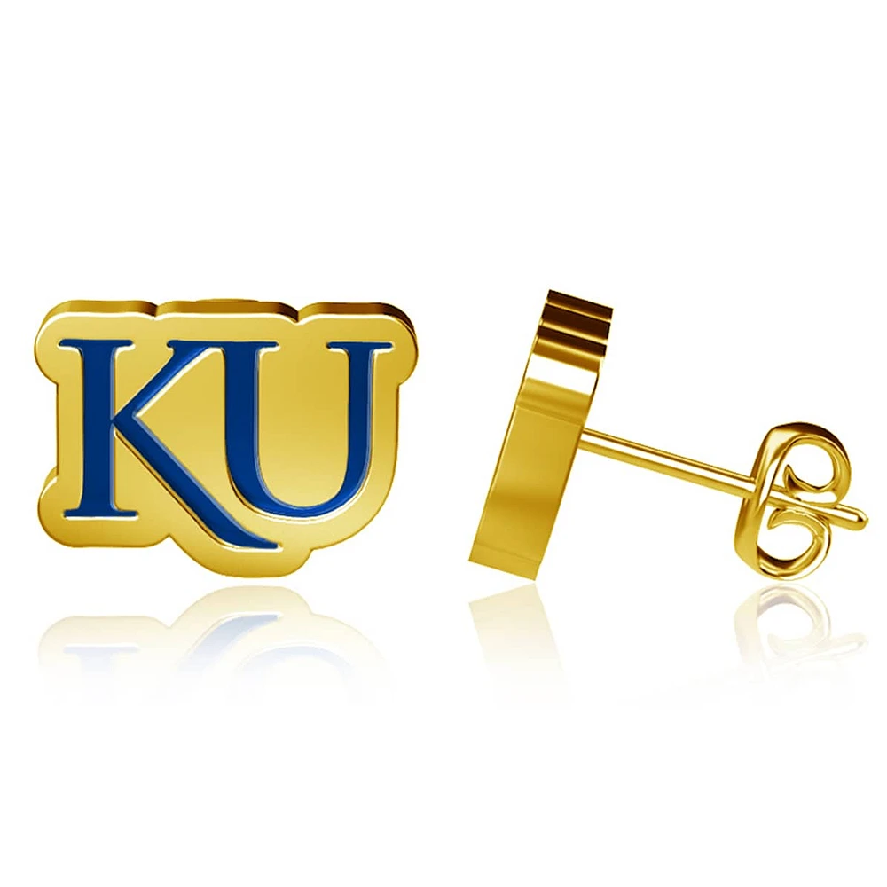 Dayna Designs Kansas Jayhawks Gold-Plated Enamel Post Earrings