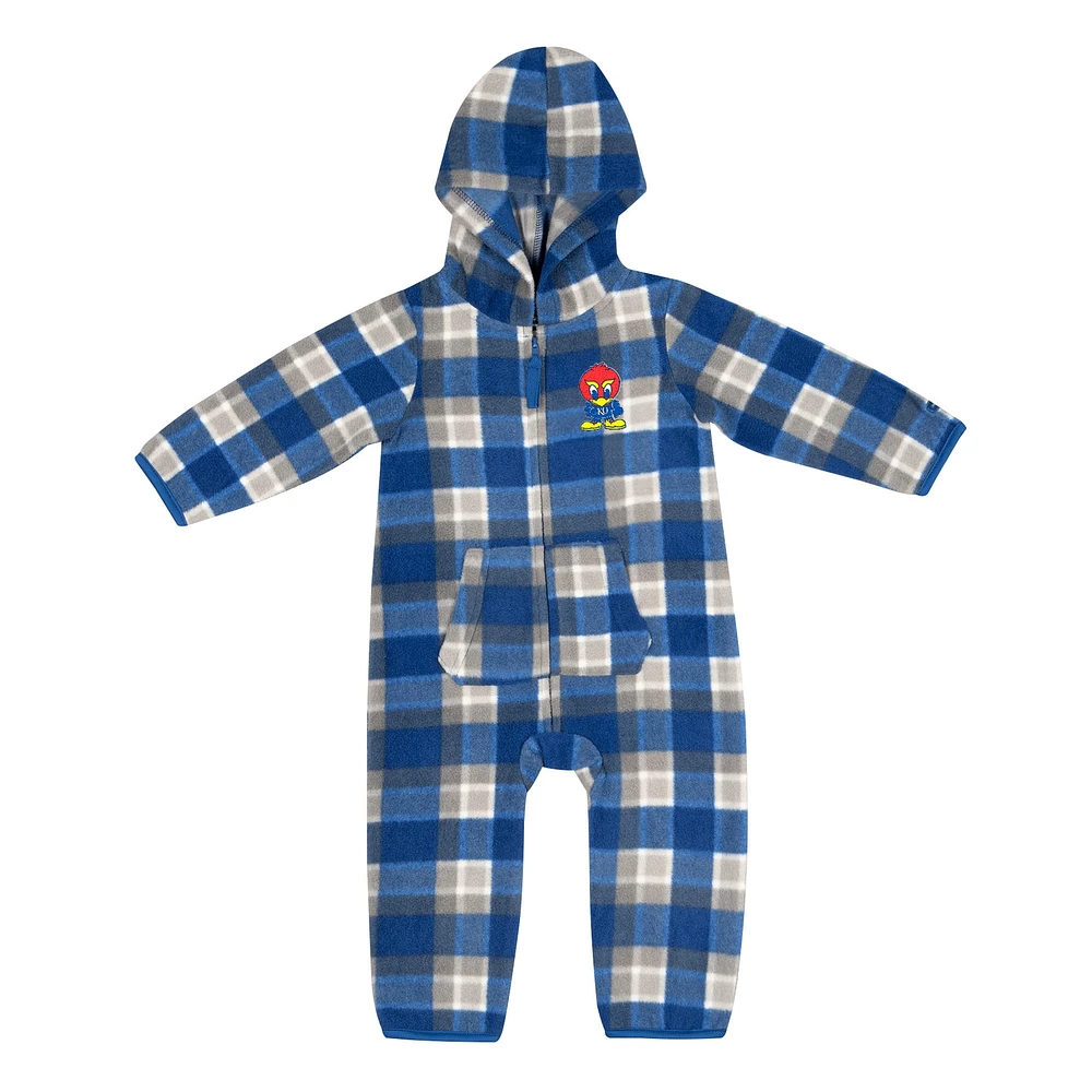 Pull Colosseum Royal/Gris Kansas Jayhawks Farays Plaid Full-Zip Hoodie Jumper pour bébé