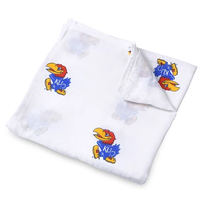 Couverture d'emmaillotage en mousseline 47'' x 47'' pour bébé Three Little Anchors White Kansas Jayhawks