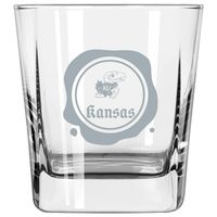 Kansas Jayhawks 14oz. Frost Stamp Old Fashioned Glass