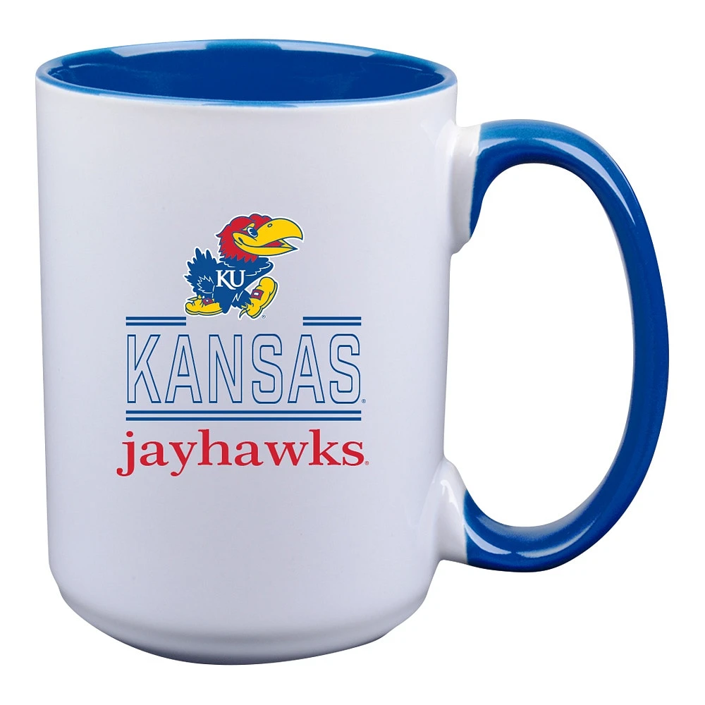 Kansas Jayhawks 15oz. Tasse en céramique de couleur intérieure Classic Crew