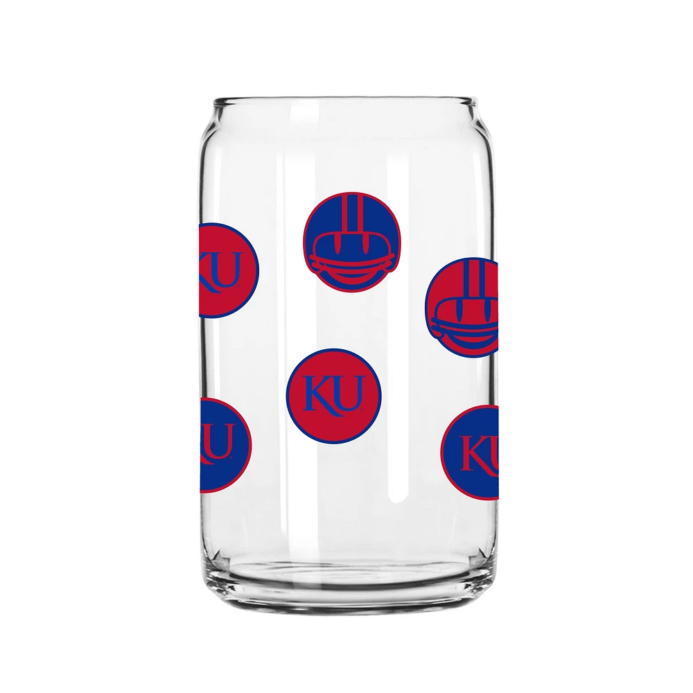 Kansas Jayhawks 16oz. Smiley Can Glass