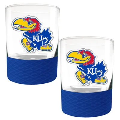 Kansas Jayhawks 2-Pack 14oz. Rocks Glass Set with Silcone Grip