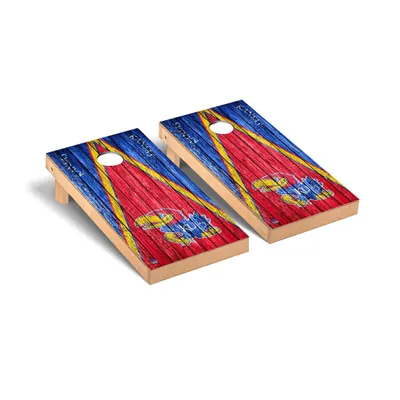 Kansas Jayhawks 2' x 4' Weathered Triangle Cornhole Board Set