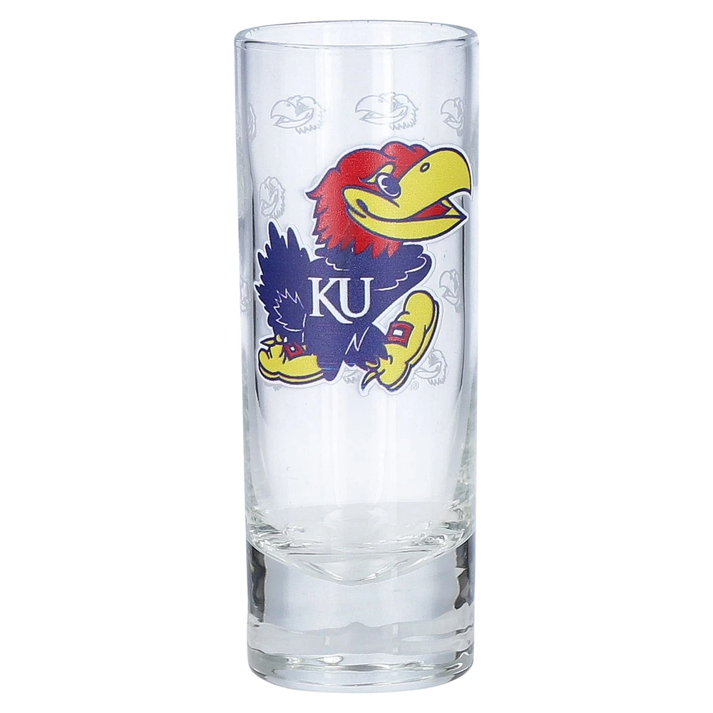 Kansas Jayhawks 2,5 oz. Grand verre à liqueur gravé au satin