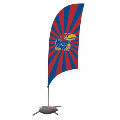 Kansas Jayhawks 7.5' Sunburst Razor Feather Stake Flag with Base