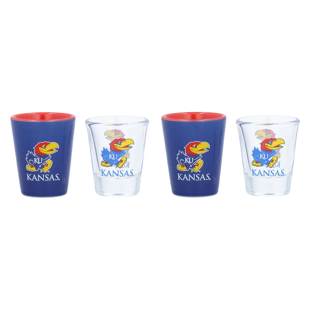 Ensemble de quatre verres à shot des Kansas Jayhawks