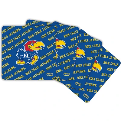 Ensemble de quatre sous-verres à répétition carrée Kansas Jayhawks