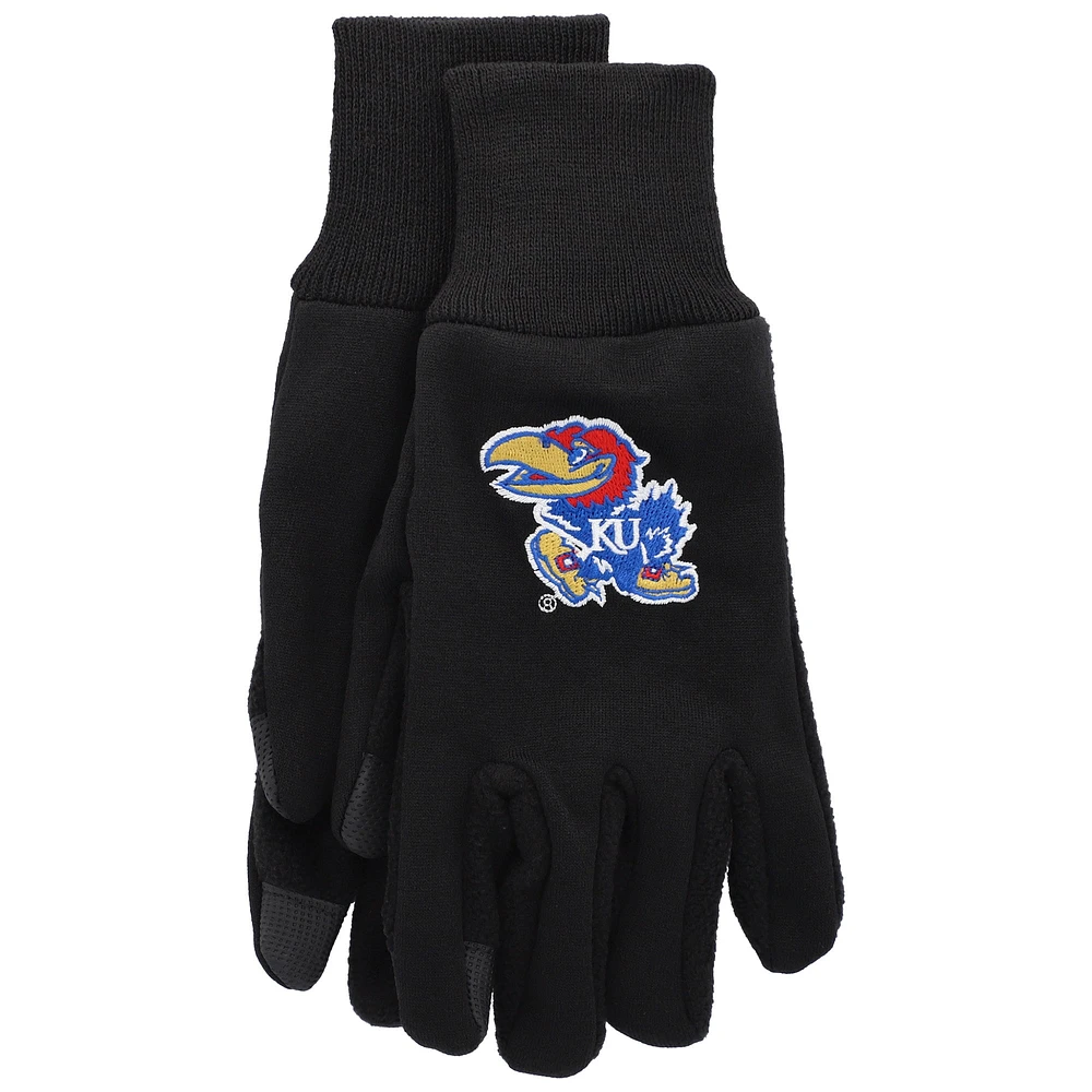 Gants tactiles noirs avec logo de l'équipe McArthur des Kansas Jayhawks