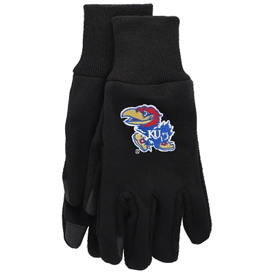 Gants tactiles noirs avec logo de l'équipe McArthur des Kansas Jayhawks