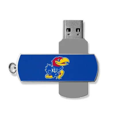 Kansas Jayhawks Solid Design 32GB Metal Twist USB Drive