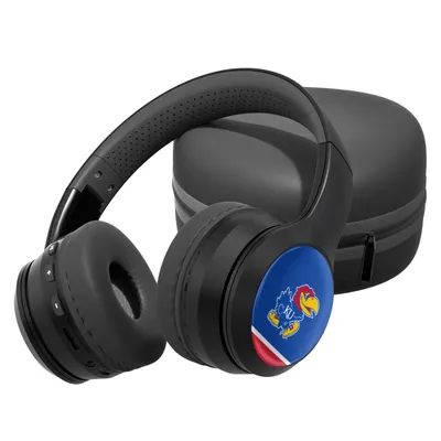 Kansas Jayhawks Stripe Design Wireless Bluetooth Headphones With Case