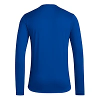 T-shirt à manches longues adidas Royal Kansas Jayhawks Locker On-Court the Fade AEROREADY pour homme