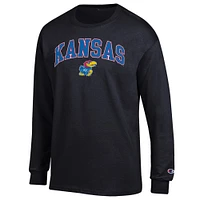 Men's Champion  Black Kansas Jayhawks Arch Over Logo Long Sleeve T-Shirt