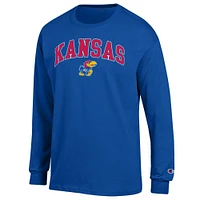 Men's Champion  Royal Kansas Jayhawks Arch Over Logo Long Sleeve T-Shirt