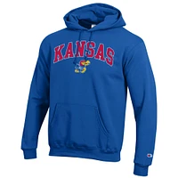 Men's Champion  Royal Kansas Jayhawks Arch Over Logo Pullover Hoodie