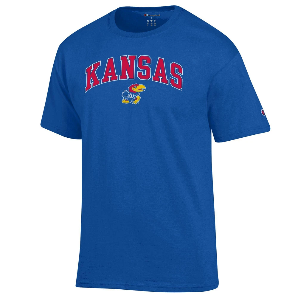 Men's Champion  Royal Kansas Jayhawks Arch Over Logo T-Shirt