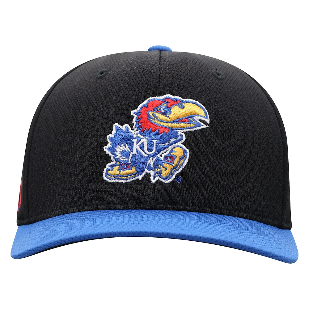 Men's Top of the World  Black Kansas Jayhawks Reflex Fitted Hat