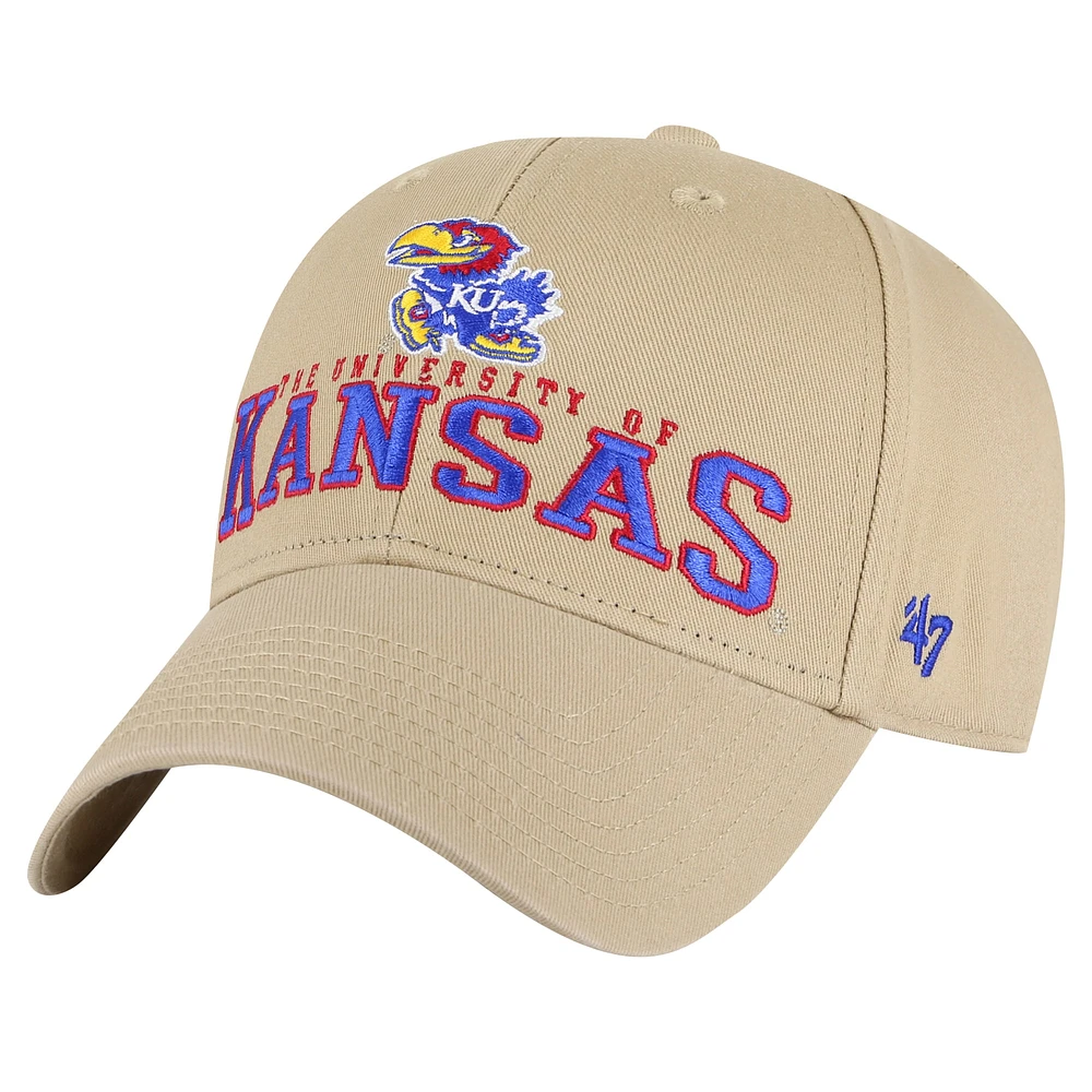 Casquette réglable '47 kaki Kansas Jayhawks Powell MVP pour hommes