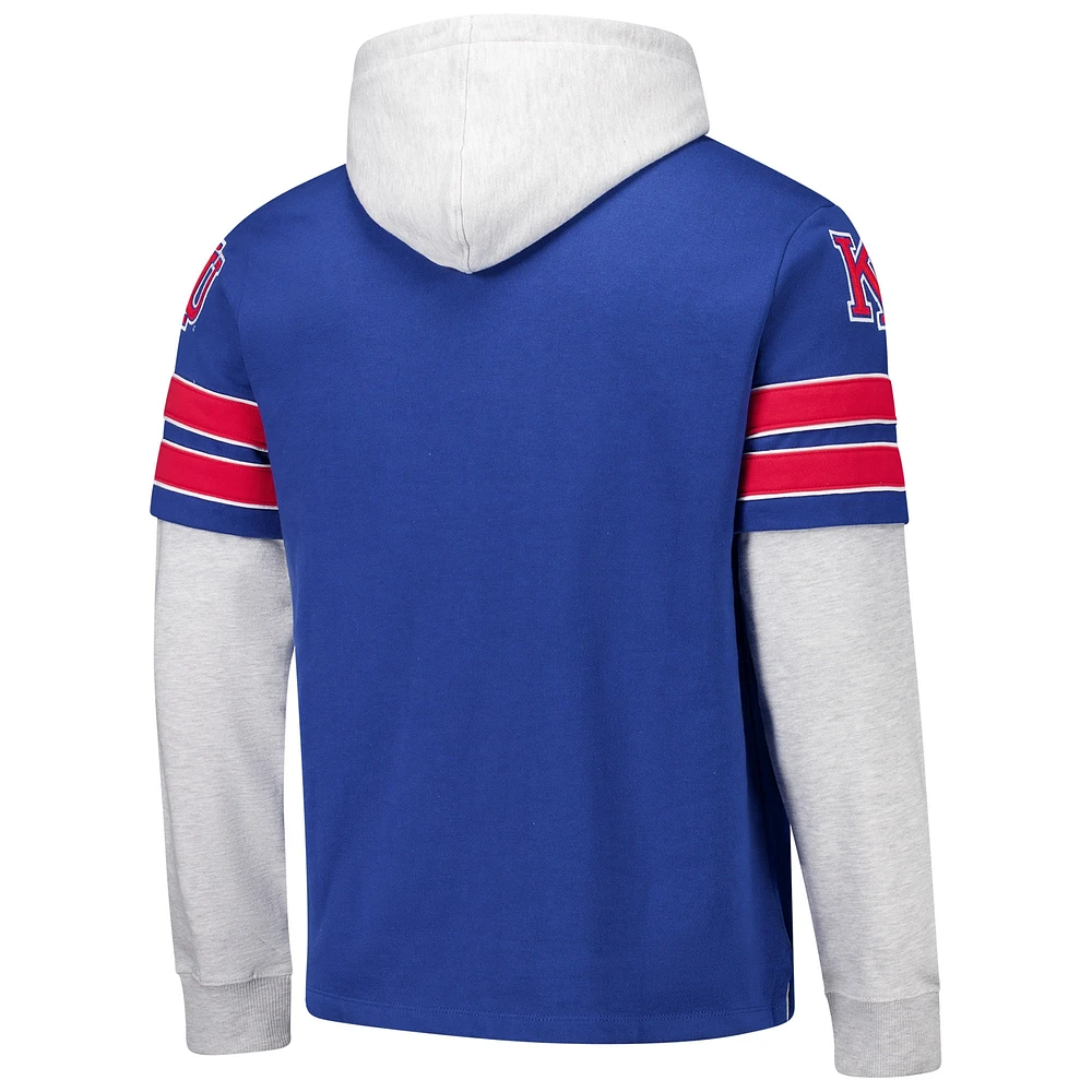 Sweat à capuche lacets Blitz Cornerback '47 Royal Kansas Jayhawks pour homme