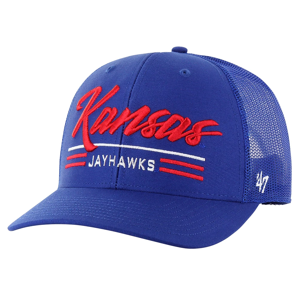 Casquette réglable de camionneur Garner '47 Royal Kansas Jayhawks pour hommes