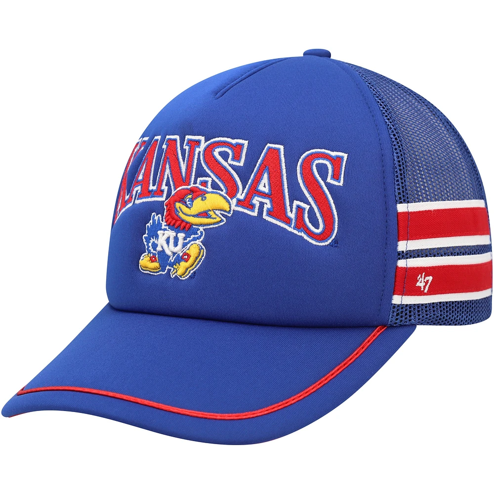 Casquette réglable de camionneur à bande latérale '47 Royal Kansas Jayhawks pour hommes