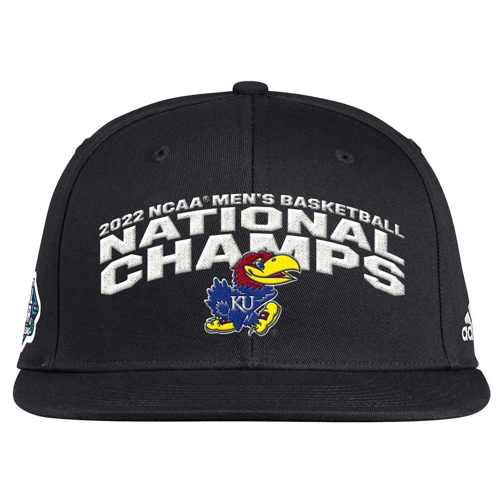 Adidas Black Kansas Jayhawks 2022 NCAA Basketball National Champions Locker Room Snapback Casquette réglable pour homme