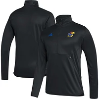 Men's adidas Black Kansas Jayhawks 2023 Sideline AEROREADY Half-Zip Top