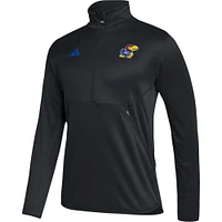 Men's adidas Black Kansas Jayhawks 2023 Sideline AEROREADY Half-Zip Top