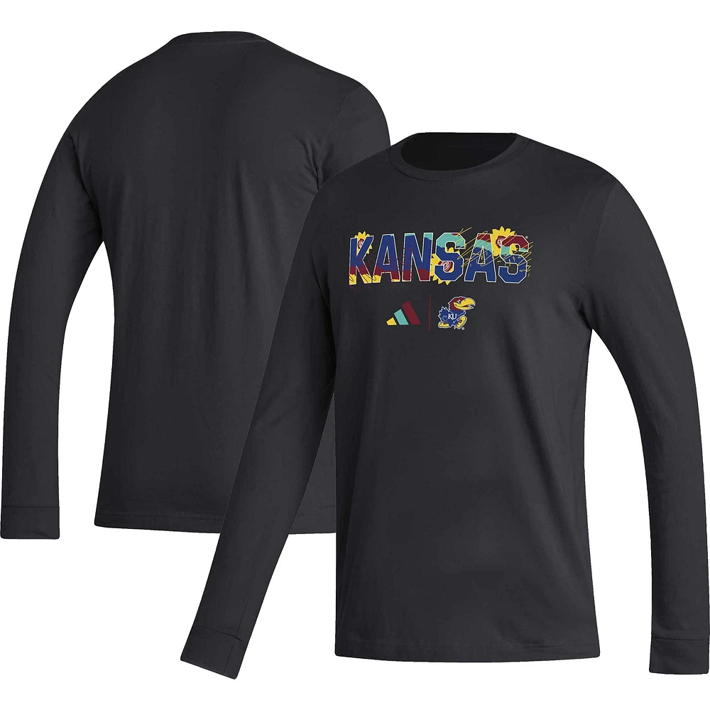 T-shirt à manches longues Adidas Kansas Jayhawks Honoring Black Excellence noir pour homme