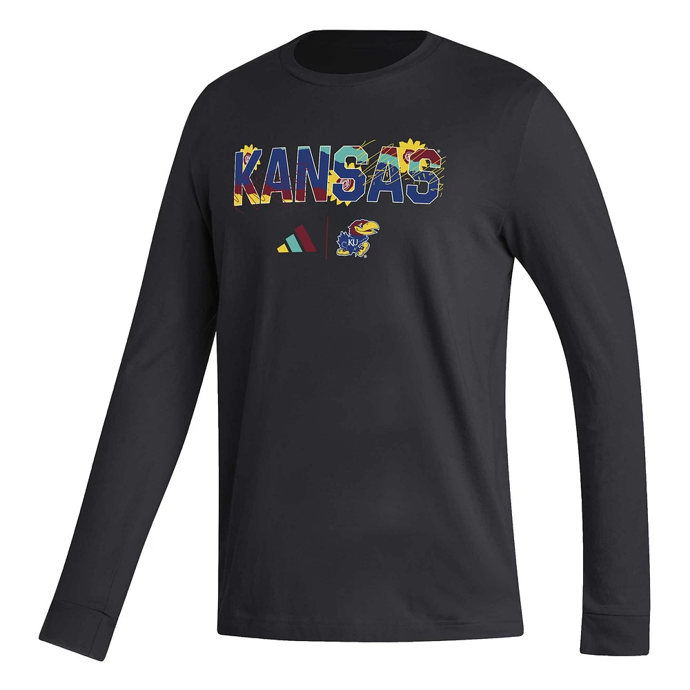 T-shirt à manches longues Adidas Kansas Jayhawks Honoring Black Excellence noir pour homme