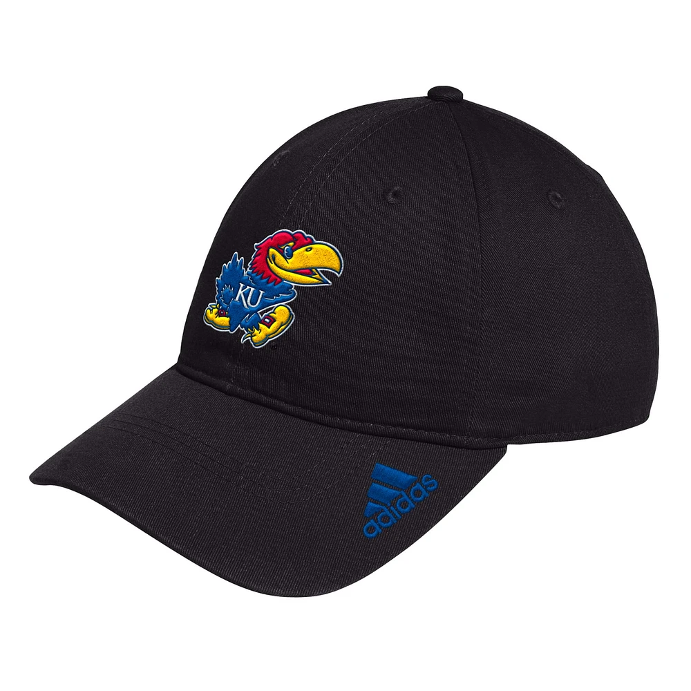 Casquette réglable et ample avec logo du vestiaire des Kansas Jayhawks adidas noir pour hommes