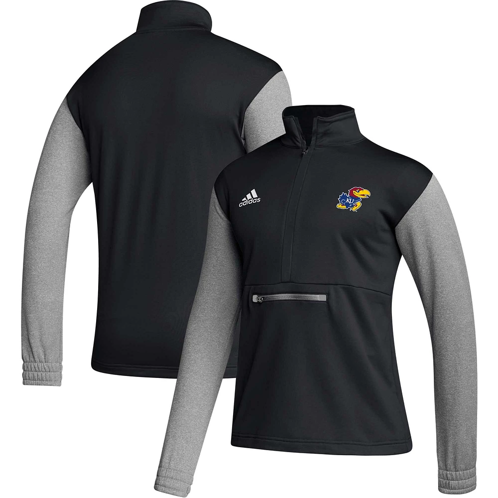 Men's adidas Black Kansas Jayhawks Sideline AEROREADY Half-Zip Top