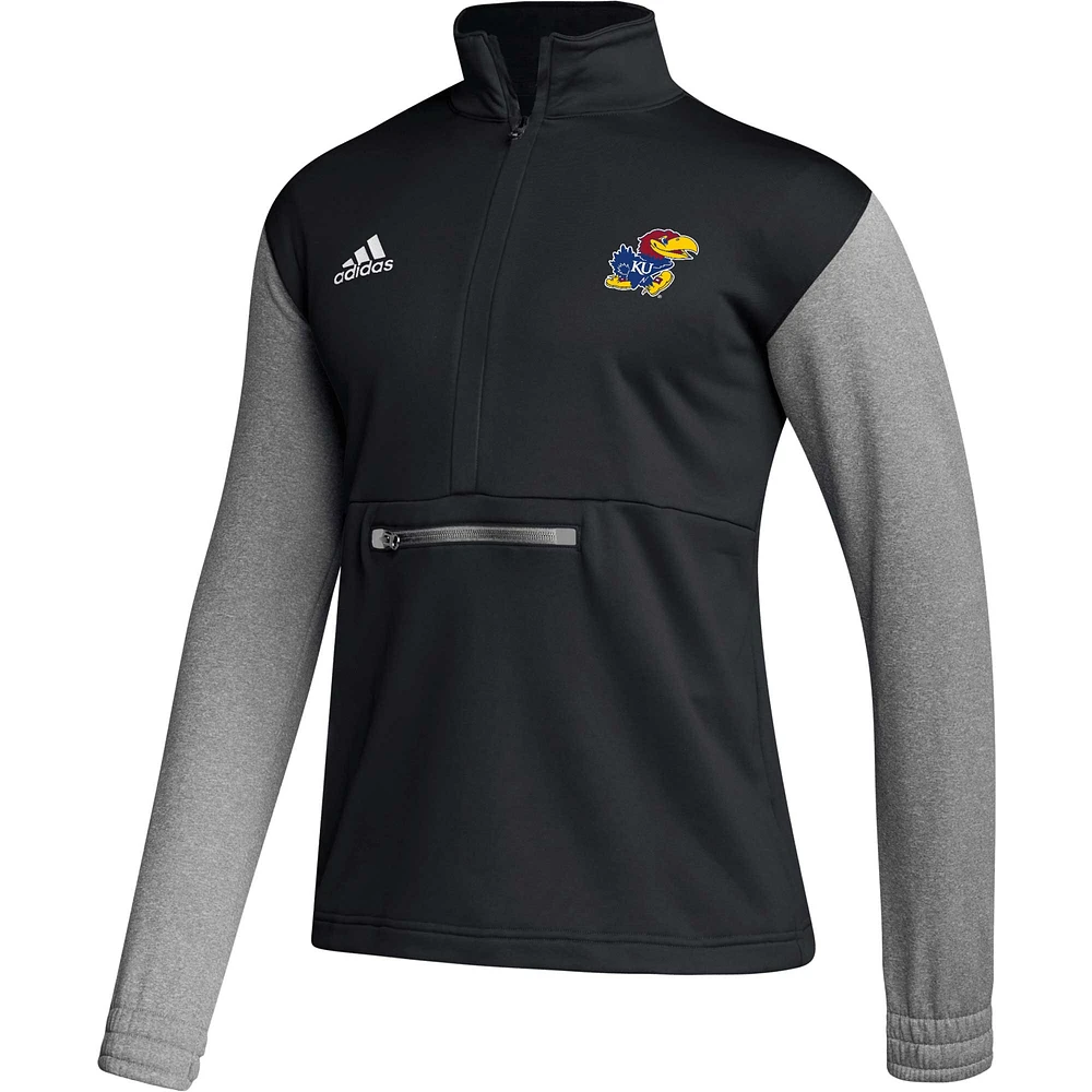 Veste à demi-fermeture éclair adidas Kansas Jayhawks Team Issue AEROREADY pour homme, noir