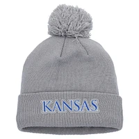 Men's adidas Gray Kansas Jayhawks 2023 Sideline COLD.RDY Cuffed Knit Hat with Pom